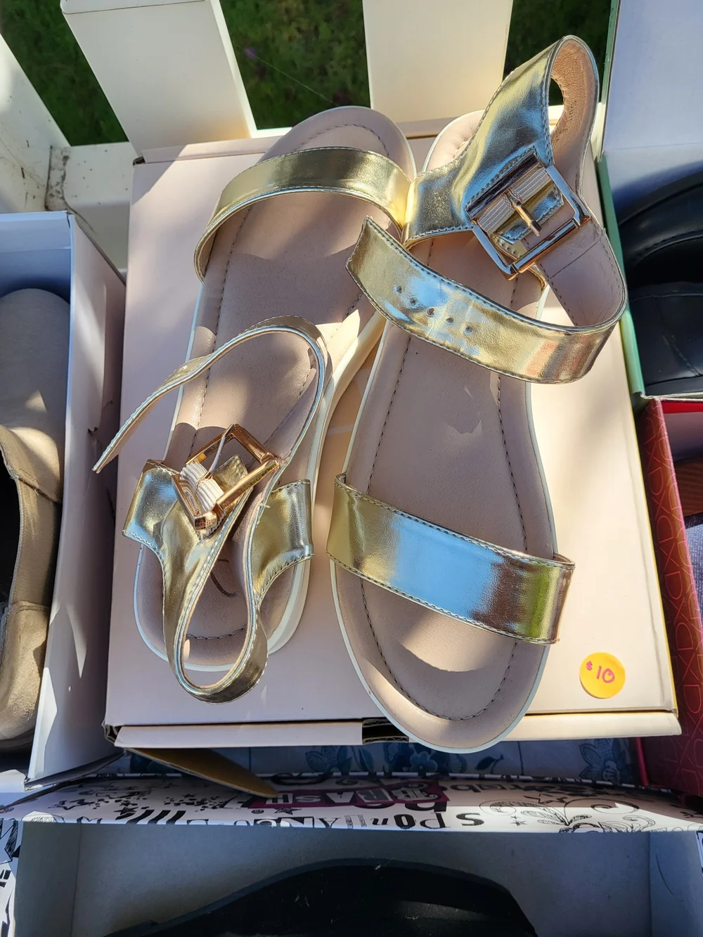 Platform Metallic Gold Strappy Sandals